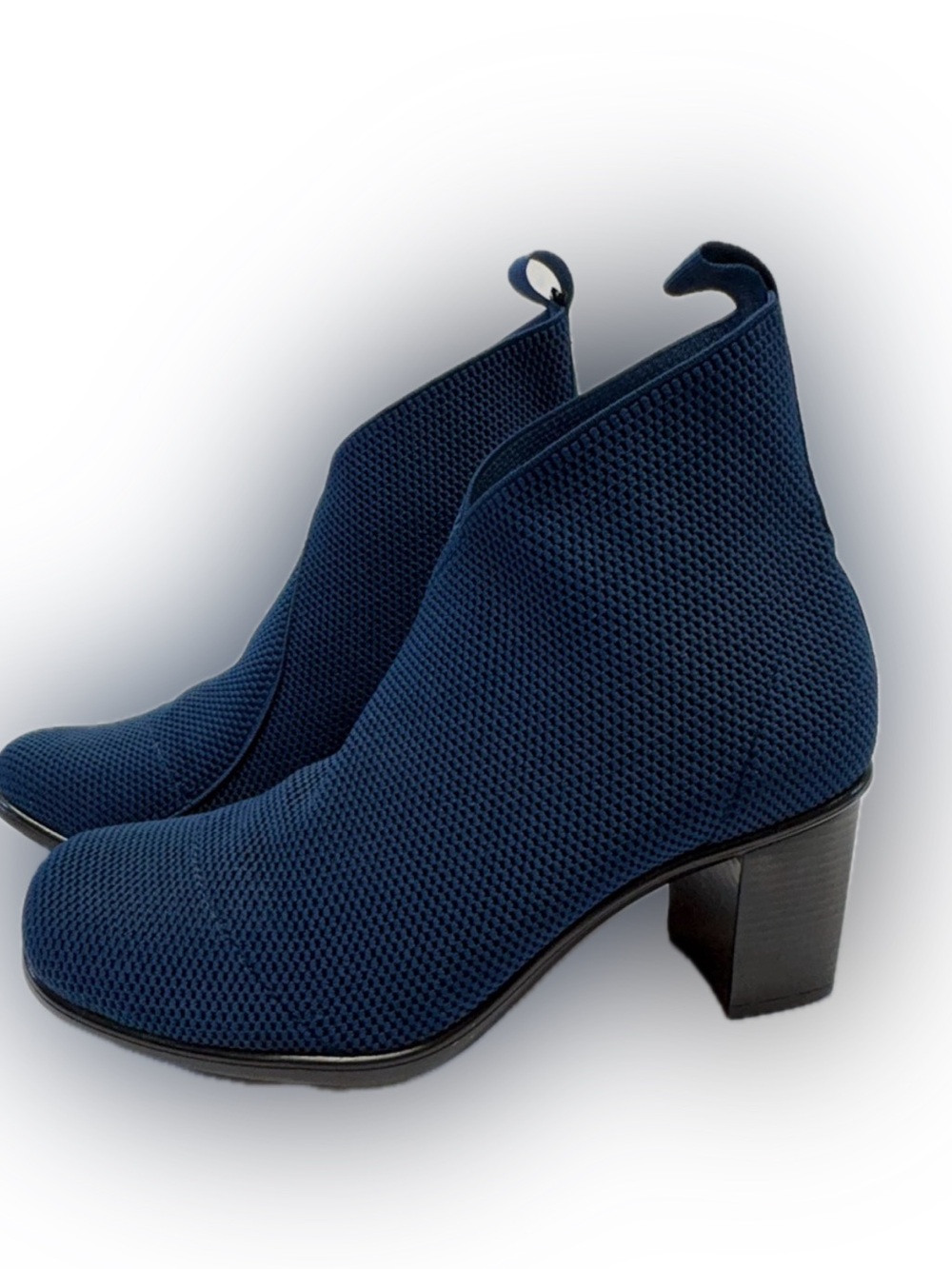 Charleston Shoe Co Telfair Elastic Knit Ankle Boots Blue Size 7 NWOT